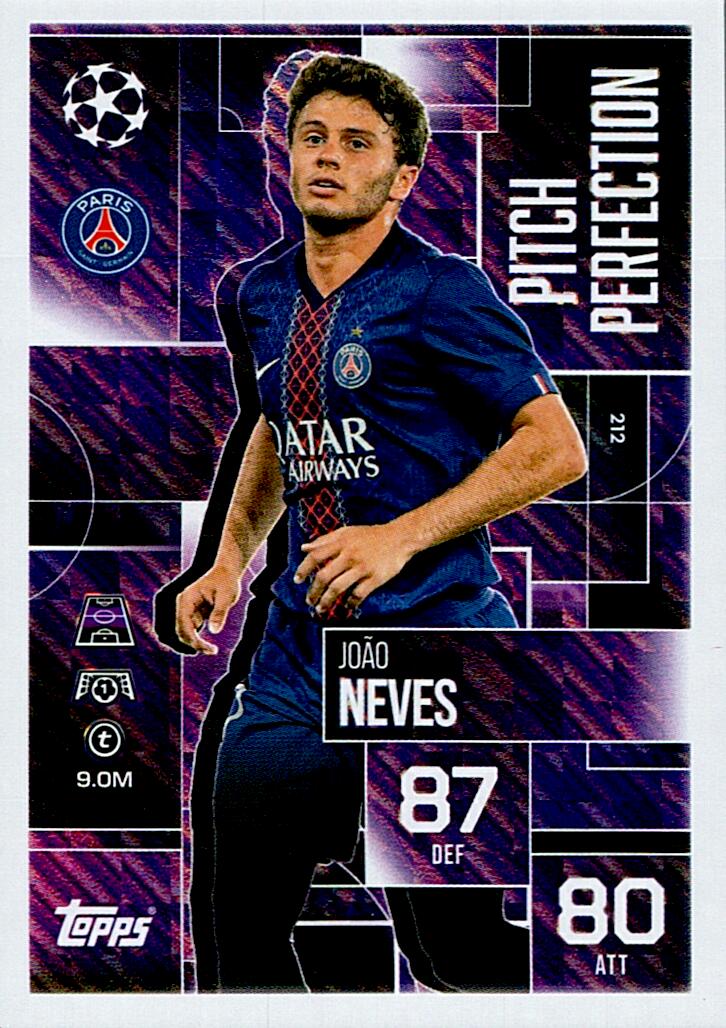 TOPPS MATCH ATTAX EXTRA 2025/26 JOAO NEVES PITCH PERFECTION Nº212