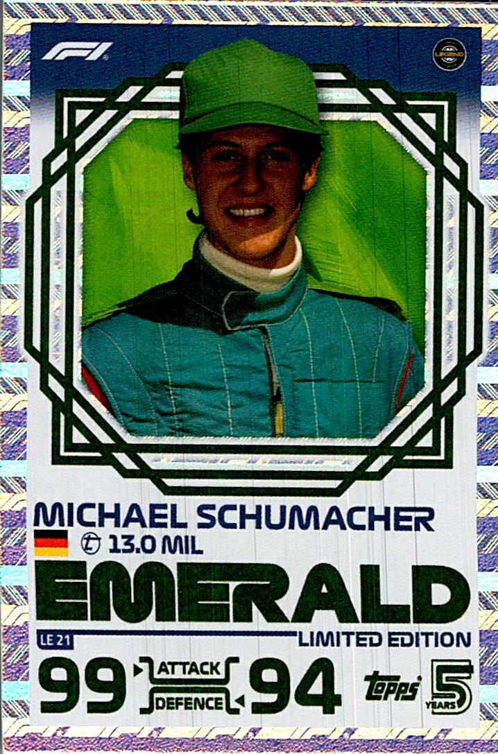 TOPPS TURBO ATTAX 2024 MICHAEL SCUMACHER EMERALD LE21