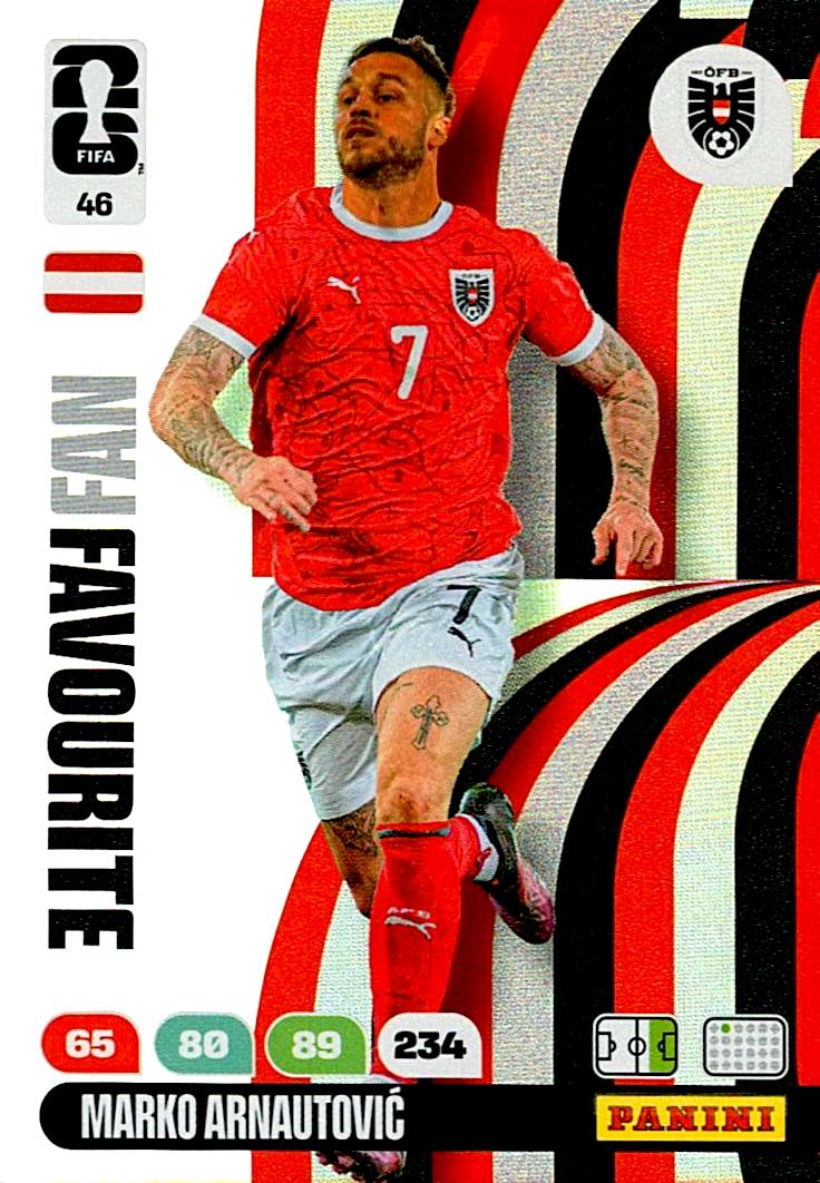ADRENALYN WORLD CUP 2026 MARKO ARNAUTOVIC AUSTRIA FANS FAVOURITE Nº46