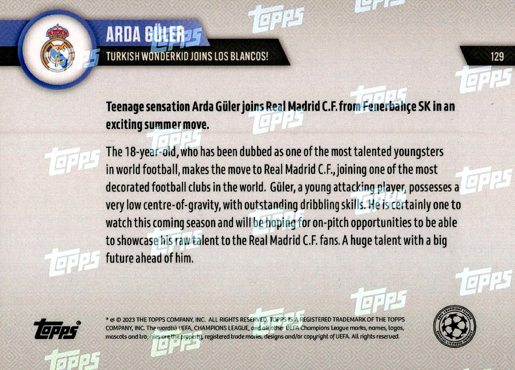 TOPPS NOW ARDA GÜLER Nº129