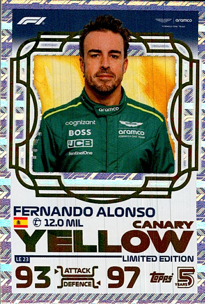TOPPS TURBO ATTAX 2024 FERNANDO ALONSO YELLOW CANARY LE23