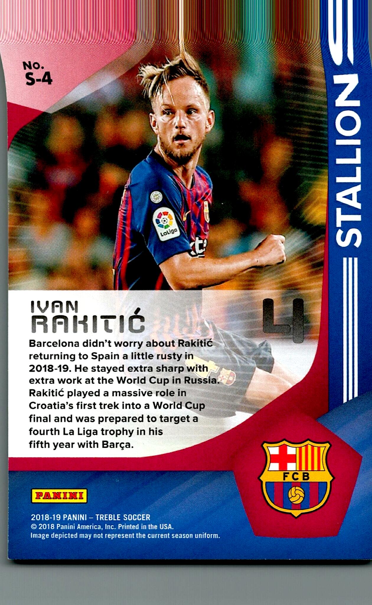 PANINI TREBLE SOCCER 2018/2019 RAKITIC NºS-4 NUMERADA /150