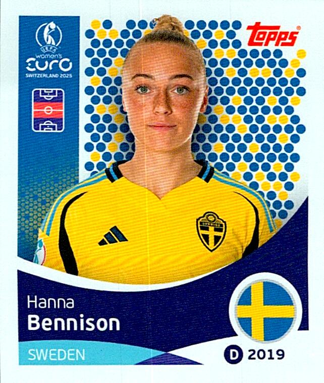 TOPPS WOMEN´S EURO SWITZERLAND 2025 HANNA BENNISON Nº232