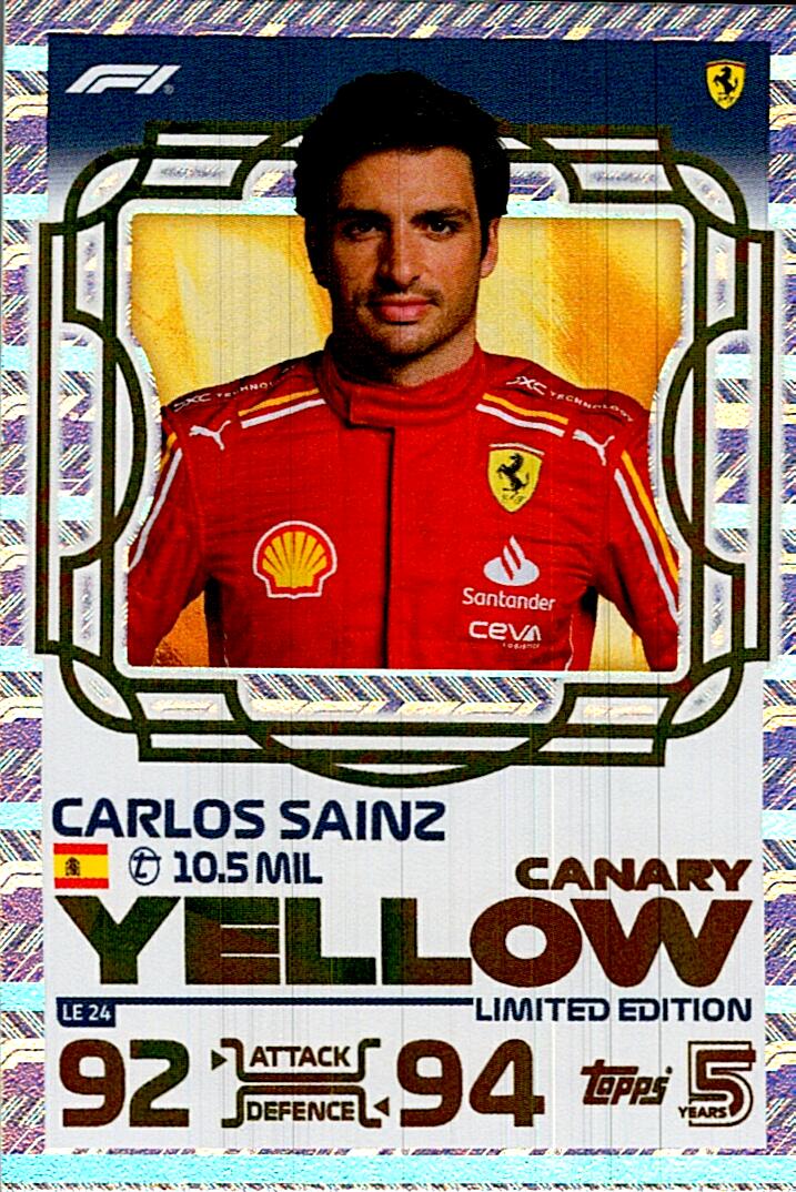 TOPPS TURBO ATTAX 2024 CARLOS SAINZ YELLOW CANARY LE24