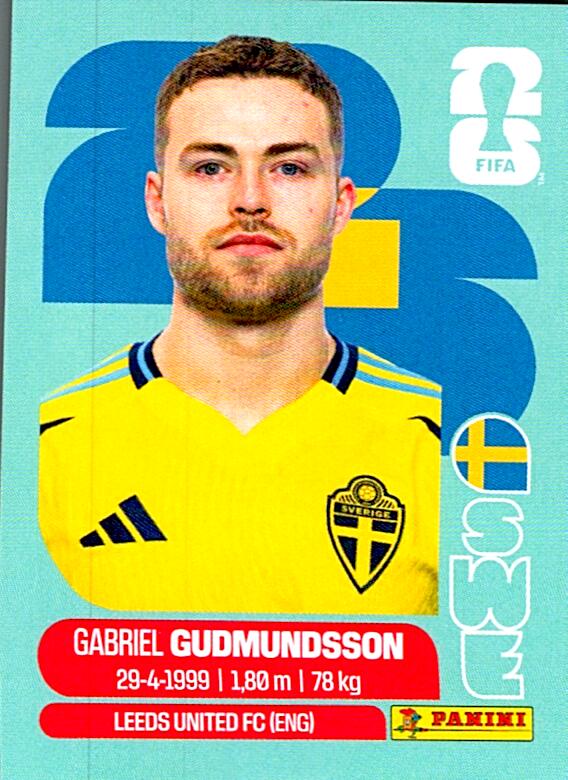 STICKERS FIFA WORLD CUP 2026 GABRIEL GUDMUNDSSON NºSWE 4