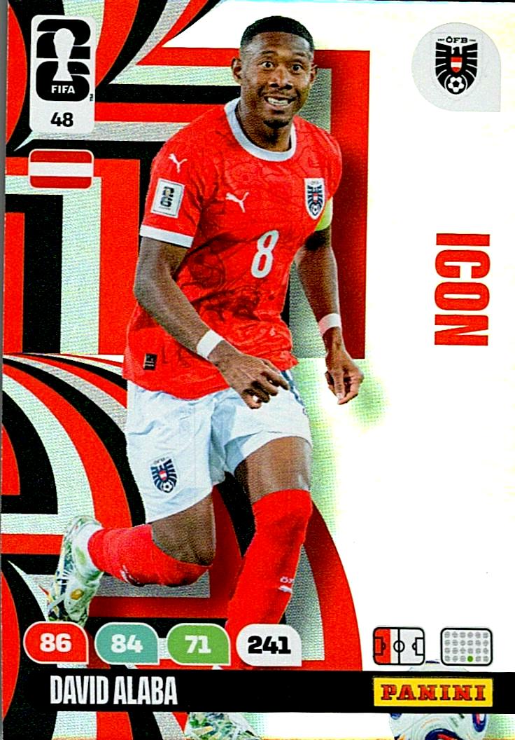 ADRENALYN WORLD CUP 2026 DAVID ALABA AUSTRIA ICON Nº48