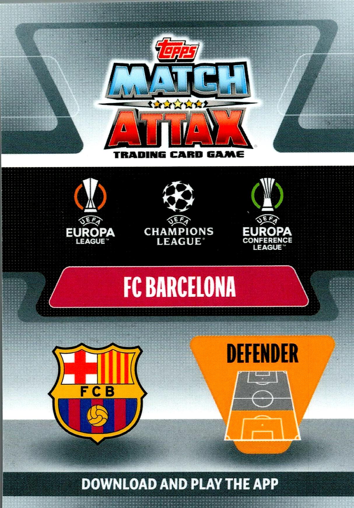 TOPPS MATCH ATTAX 2022/2023 RONALD ARAUJO NEXT GENº172