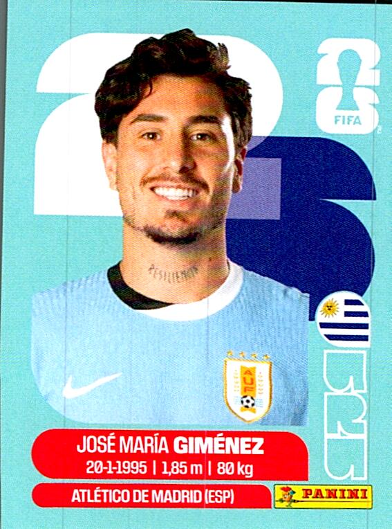 STICKERS FIFA WORLD CUP 2026 JOSE MARIA GIMENEZ NºURU 5