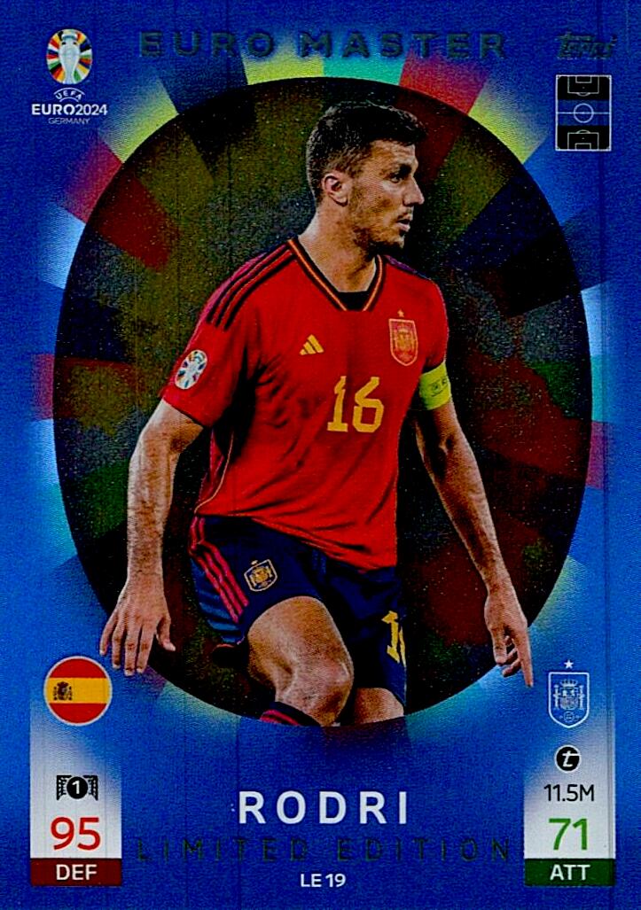 TOPPS MATCH ATTAX UEFA EURO 2024 RODRI LIMITED EDITION NºLE19