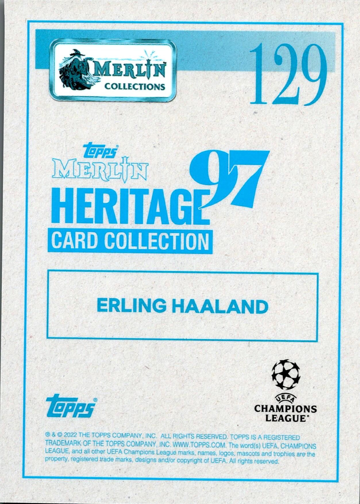 TOPPS MERLIN HERITAGE 97 2021/2022 ERLING HAALAND ACTION Nº129