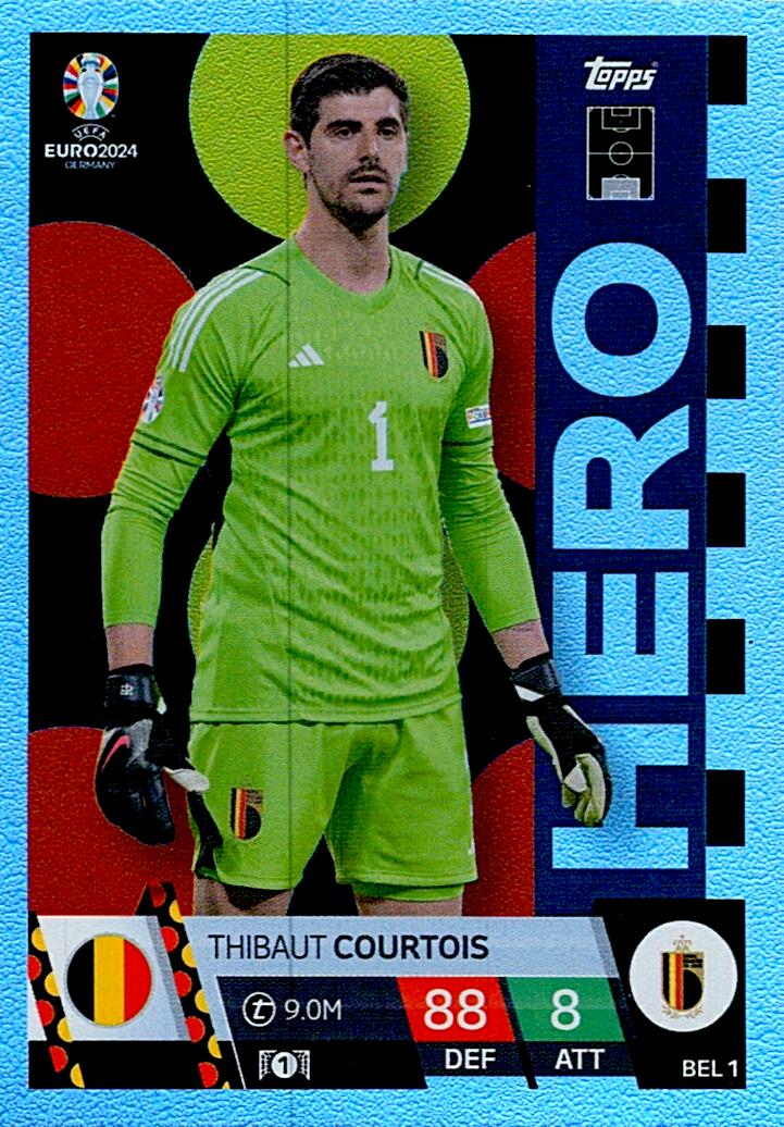 TOPPS MATCH ATTAX UEFA EURO 2024 THIBAUT COURTOIS BELGICA NºBEL1 HERO