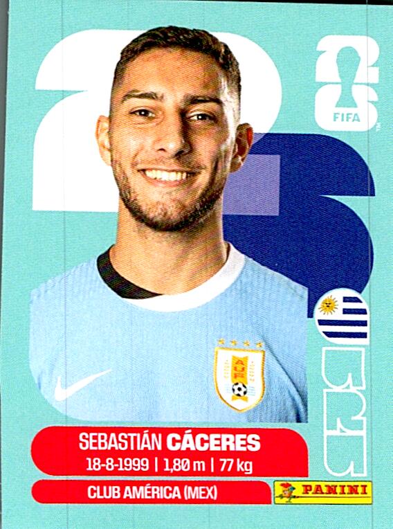 STICKERS FIFA WORLD CUP 2026 SEBASTIAN CACERES NºURU 6