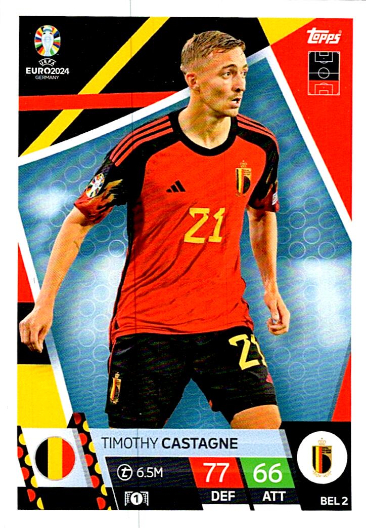 TOPPS MATCH ATTAX UEFA EURO 2024 TIMOTHY CASTAGNE BELGICA NºBEL2