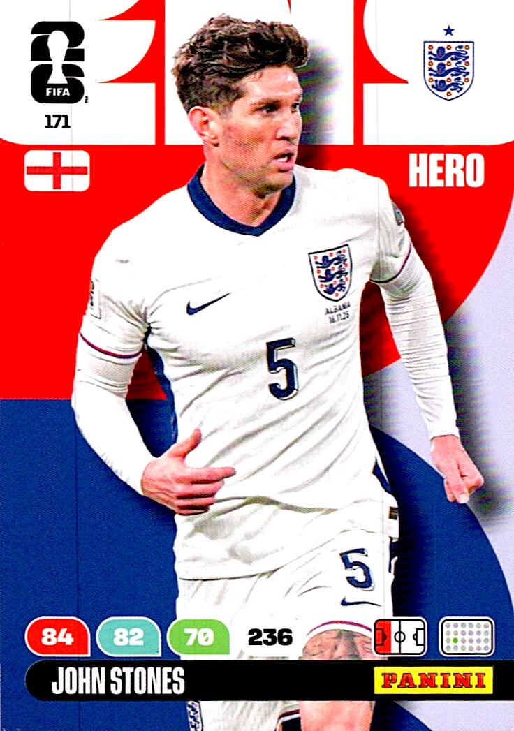 ADRENALYN WORLD CUP 2026 JOHN STONES ENGLAND Nº171
