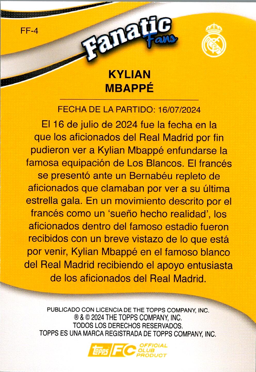 FAN SET REAL MADRID 2024/25 KYLIAN MBAPPE FANATIC FANS NºFF-4