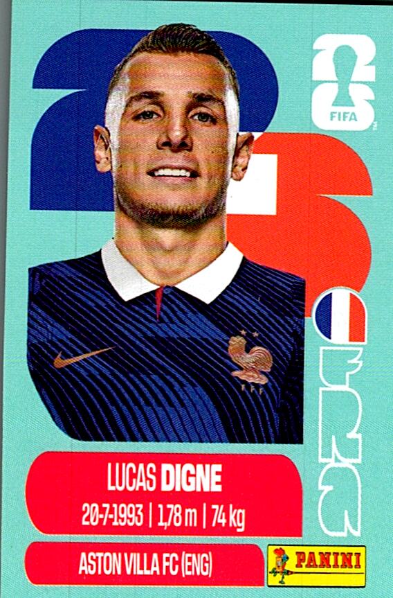 STICKERS FIFA WORLD CUP 2026 LUCAS DIGNE NºFRA 8