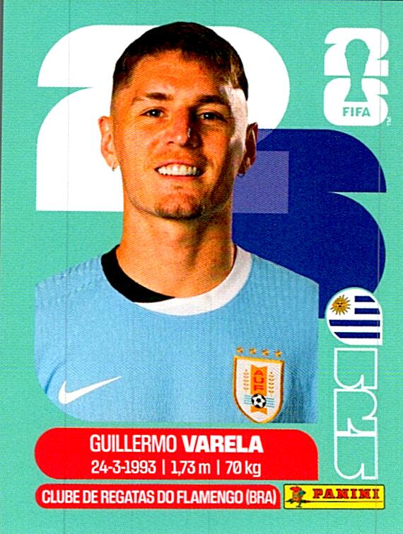 STICKERS FIFA WORLD CUP 2026 GUILLERMO VARELA NºURU 8