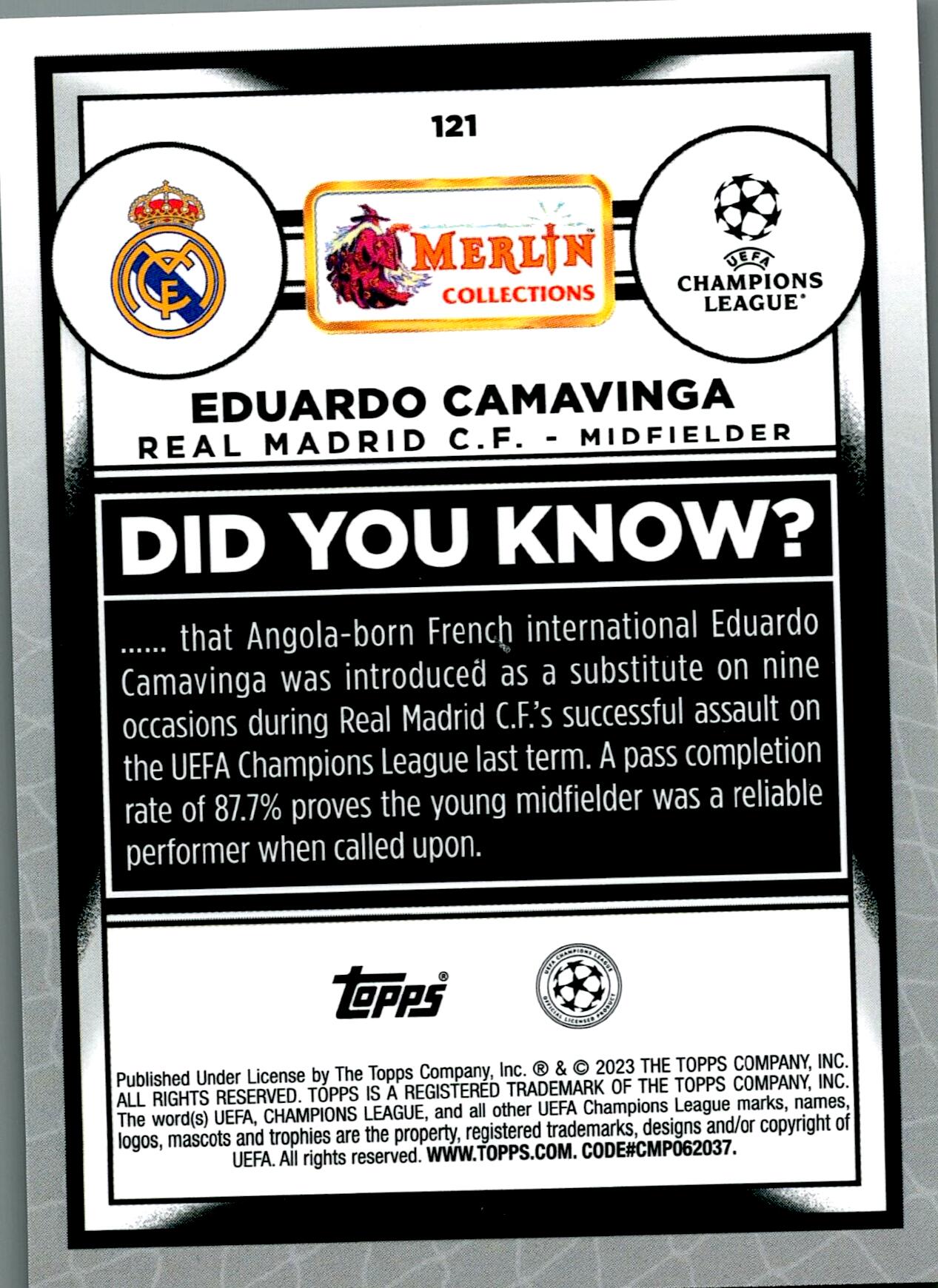 TOPPS MERLIN 2022/2023 CAMAVINGA Nº121