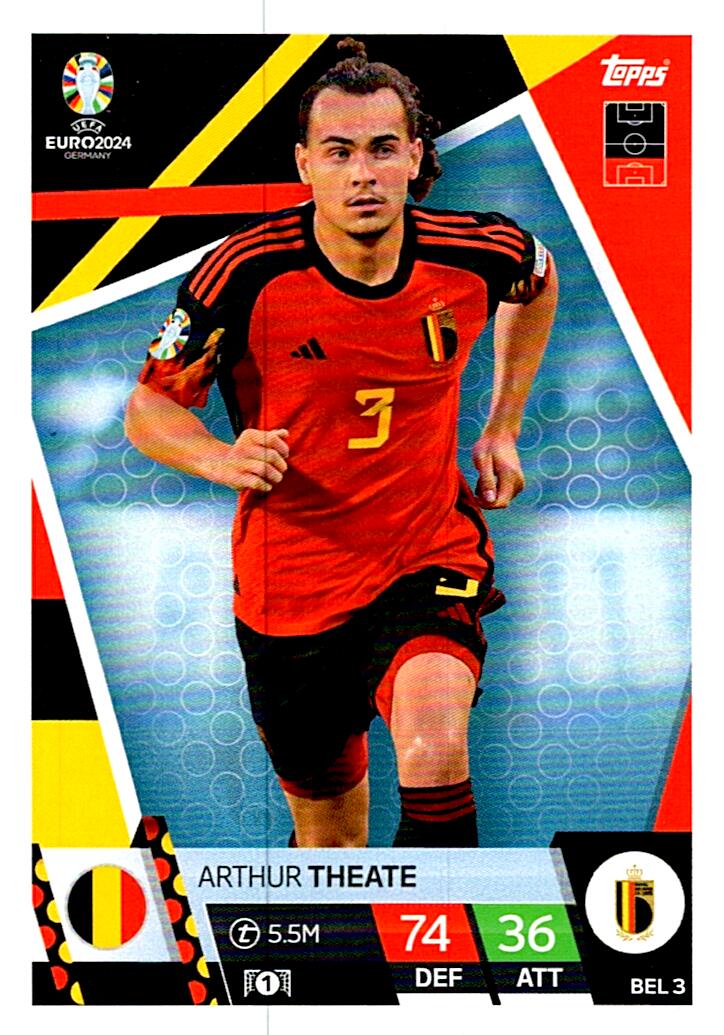 TOPPS MATCH ATTAX UEFA EURO 2024 ARTHUR THEATE BELGICA NºBEL3