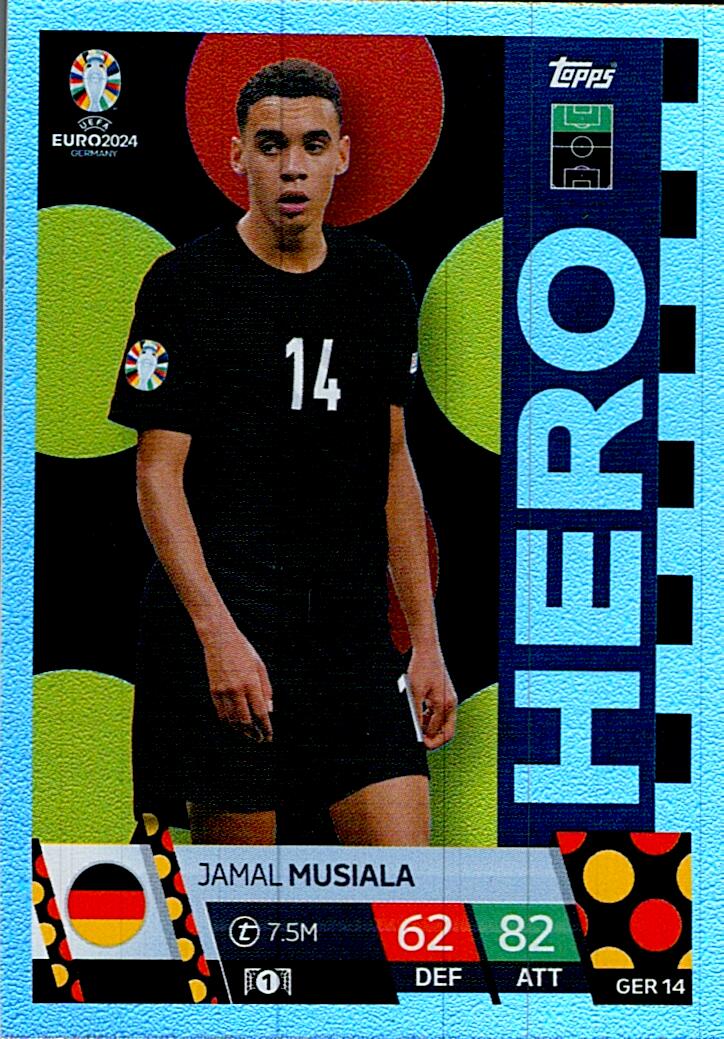 TOPPS MATCH ATTAX UEFA EURO 2024 JAMAL MUSIALA ALEMANIA NºGER14 HERO