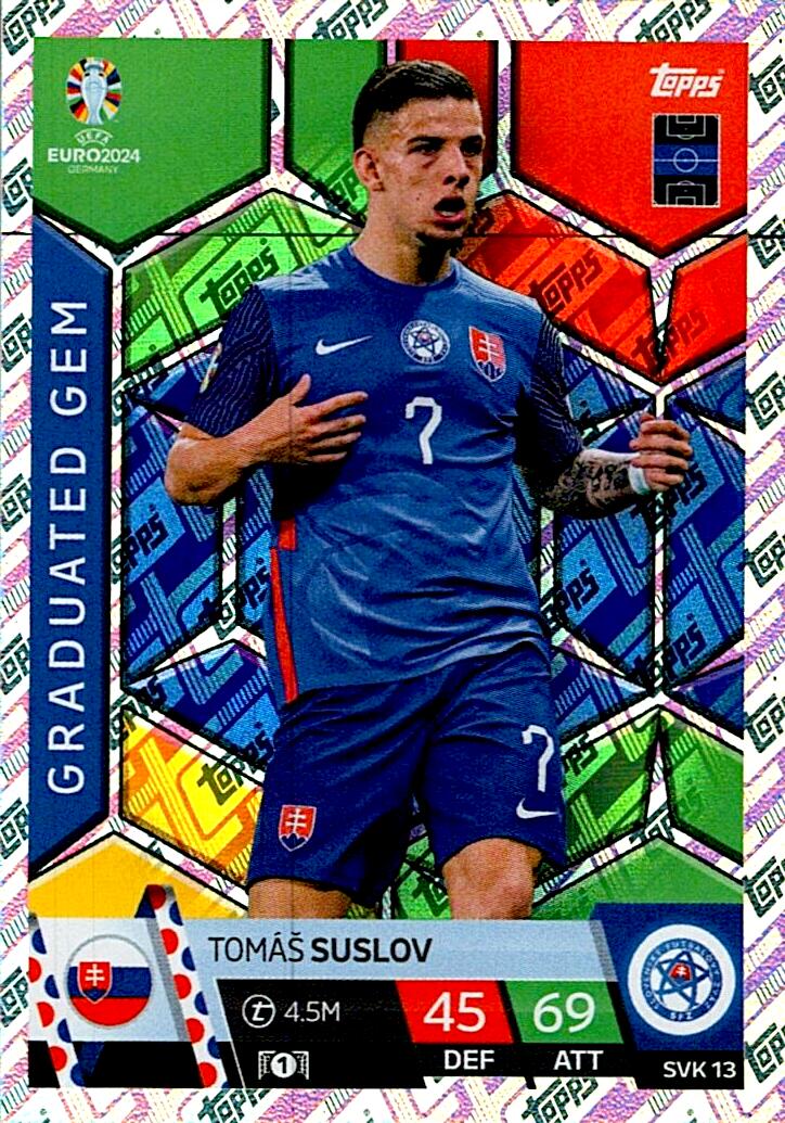 TOPPS MATCH ATTAX UEFA EURO 2024 TOMAS SUSLOV ESLOVAQUIA NºSVK13 GRADUATED GEM