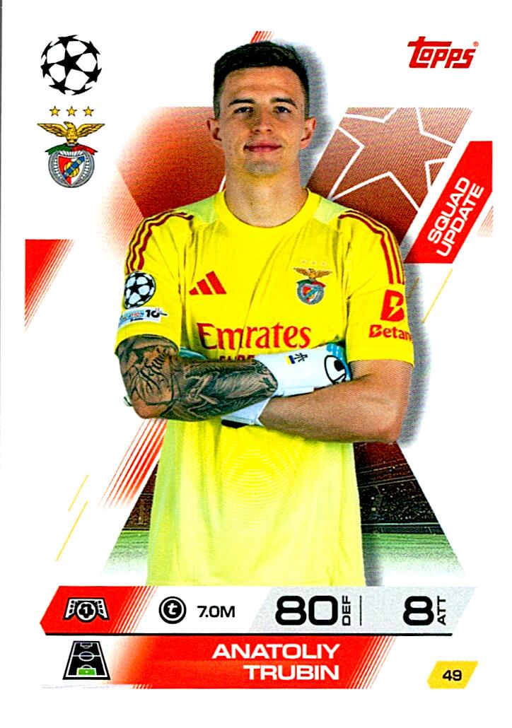 TOPPS MATCH ATTAX EXTRA 2025/26 ANATOLIY TRUBIN Nº49