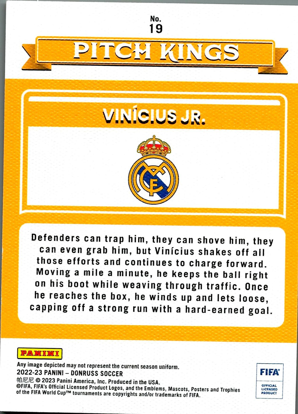 PANINI DONRUSS 2022/2023 VINICIUS JR Nº19 PITCH KING