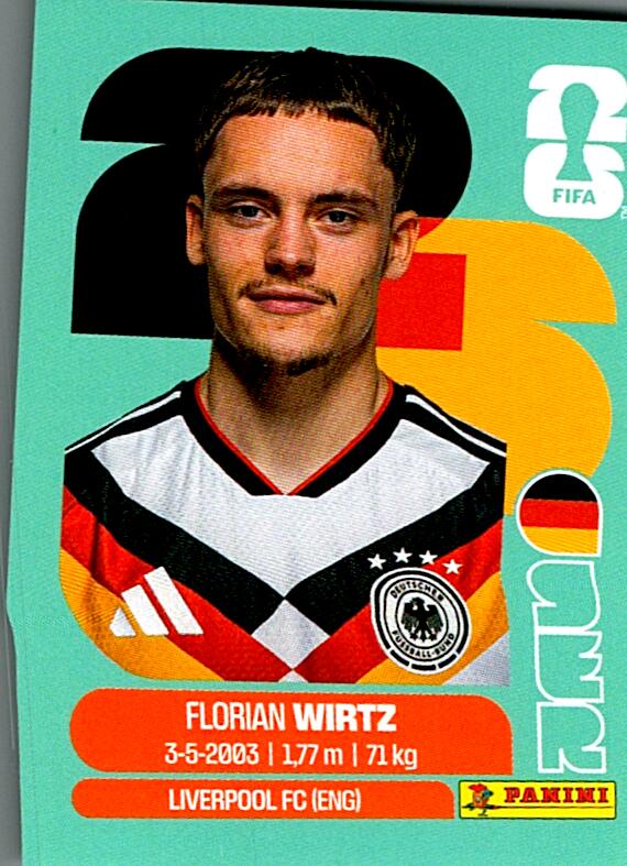 STICKERS FIFA WORLD CUP 2026 FLORIAN WIRTZ NºGER 11