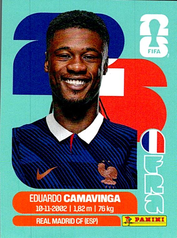 STICKERS FIFA WORLD CUP 2026 EDUARDO CAMAVINGA NºFRA 10