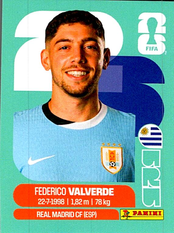 STICKERS FIFA WORLD CUP 2026 FEDERICO VALVERDE NºURU 10