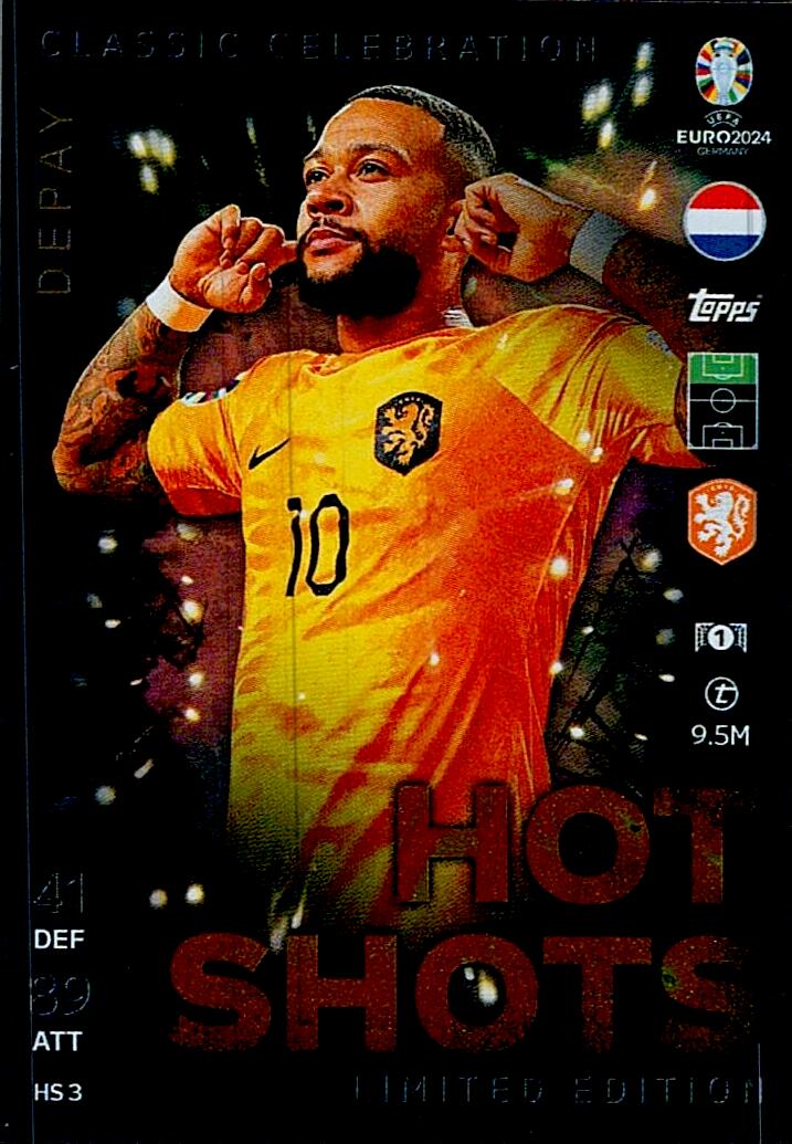 TOPPS MATCH ATTAX UEFA EURO 2024 DEPAY HOT SHOTS LIMITED EDITION NºHS3