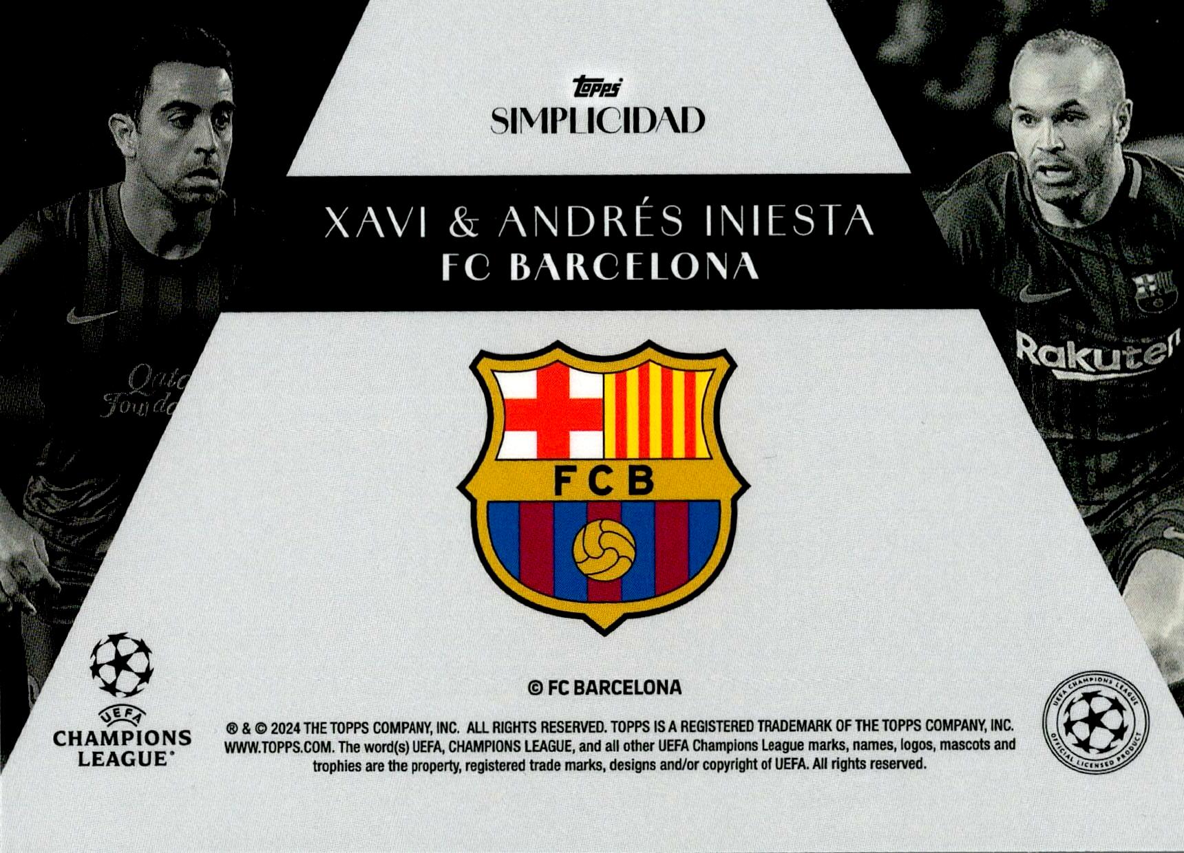 TOPPS SIMPLICIDAD UCL 2023/2024 XAVI Y ANDRÉS INIESTA