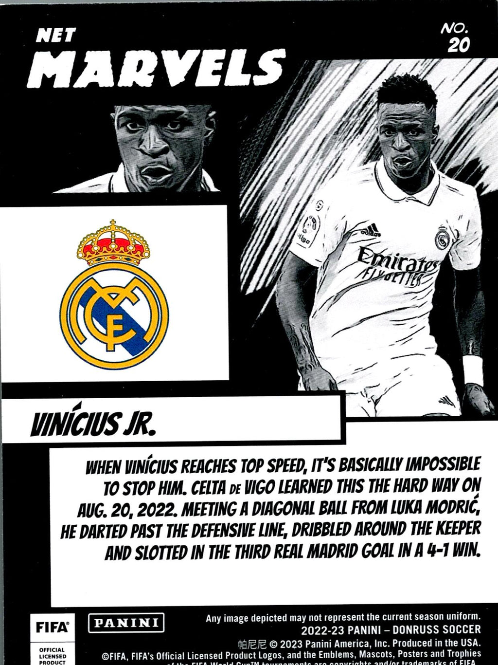 PANINI DONRUSS 2022/2023 VINICIUS JR Nº20 NET MARVELS