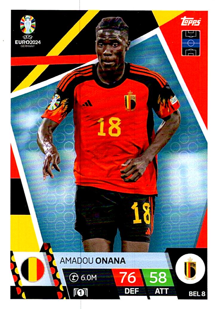 TOPPS MATCH ATTAX UEFA EURO 2024 AMADOU ONANA BELGICA NºBEL8
