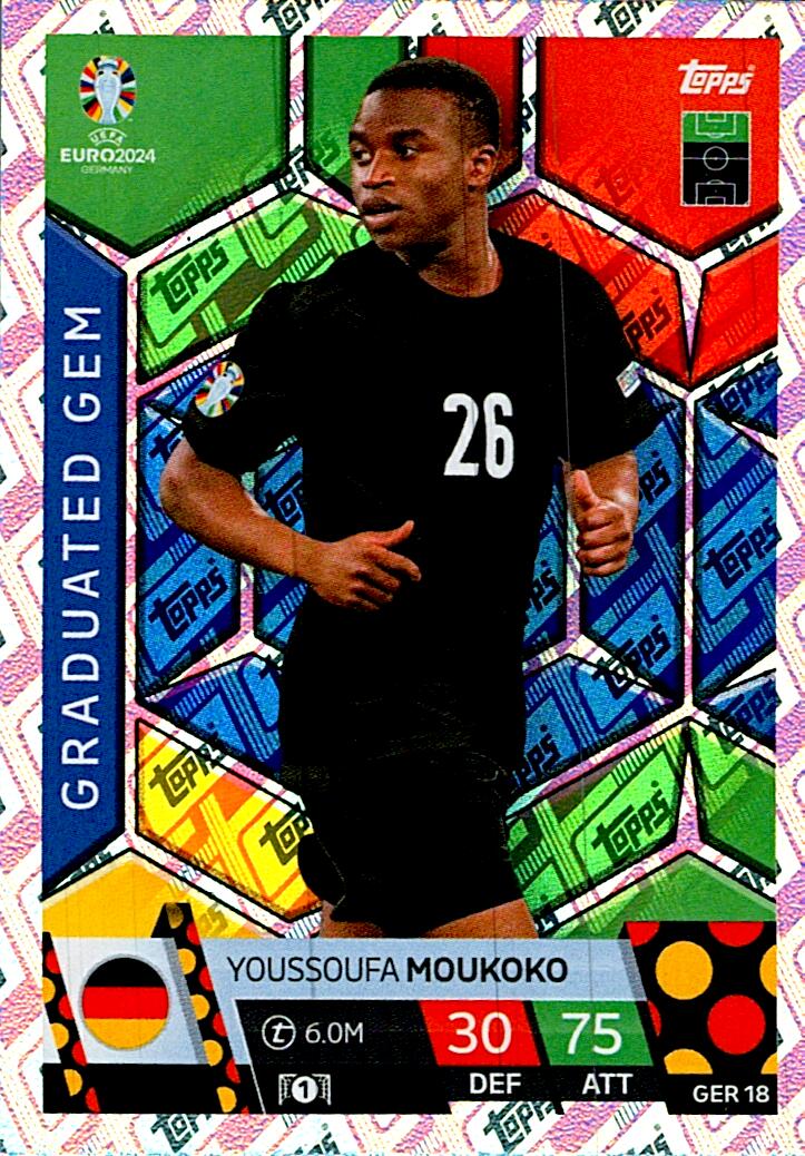 TOPPS MATCH ATTAX UEFA EURO 2024 YOUSSOUFA MOUKOKO ALEMANIA NºGER18 GRADUATED GEM