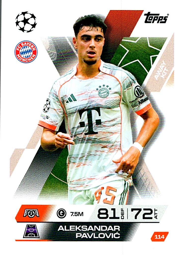 TOPPS MATCH ATTAX EXTRA 2025/26 ALEKSANDAR PAVLOVIC Nº114