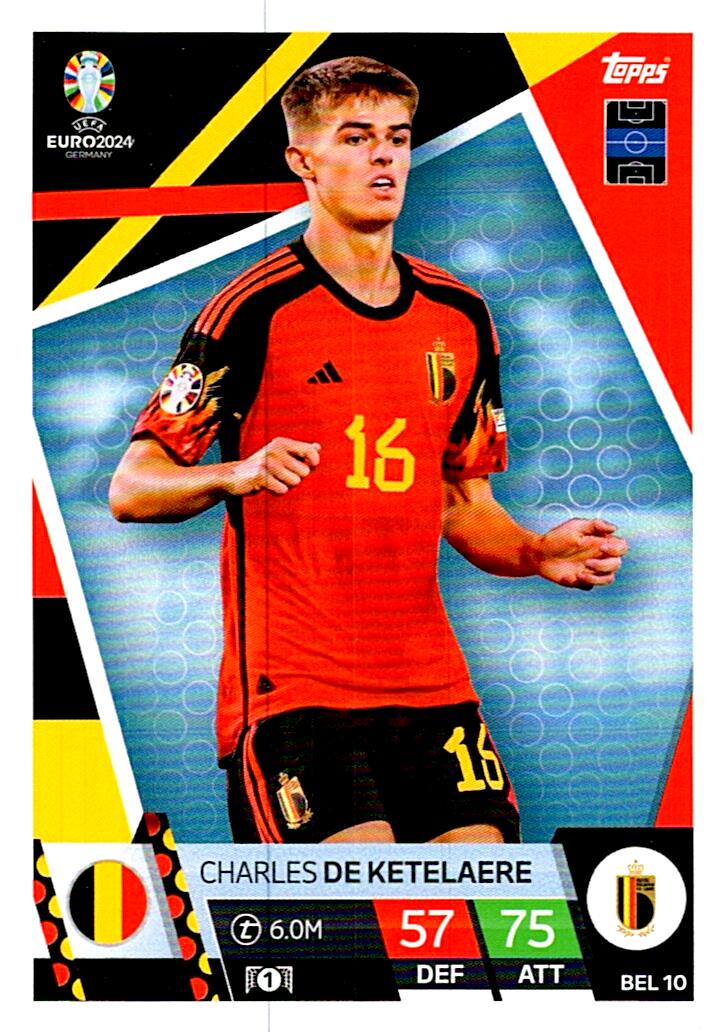 TOPPS MATCH ATTAX UEFA EURO 2024 CHARLES DE KETELAERE BELGICA NºBEL10