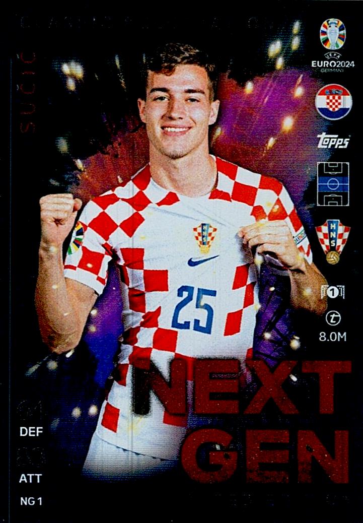 TOPPS MATCH ATTAX UEFA EURO 2024 SUCIC NEXT GEN LIMITED EDITION NºNG1