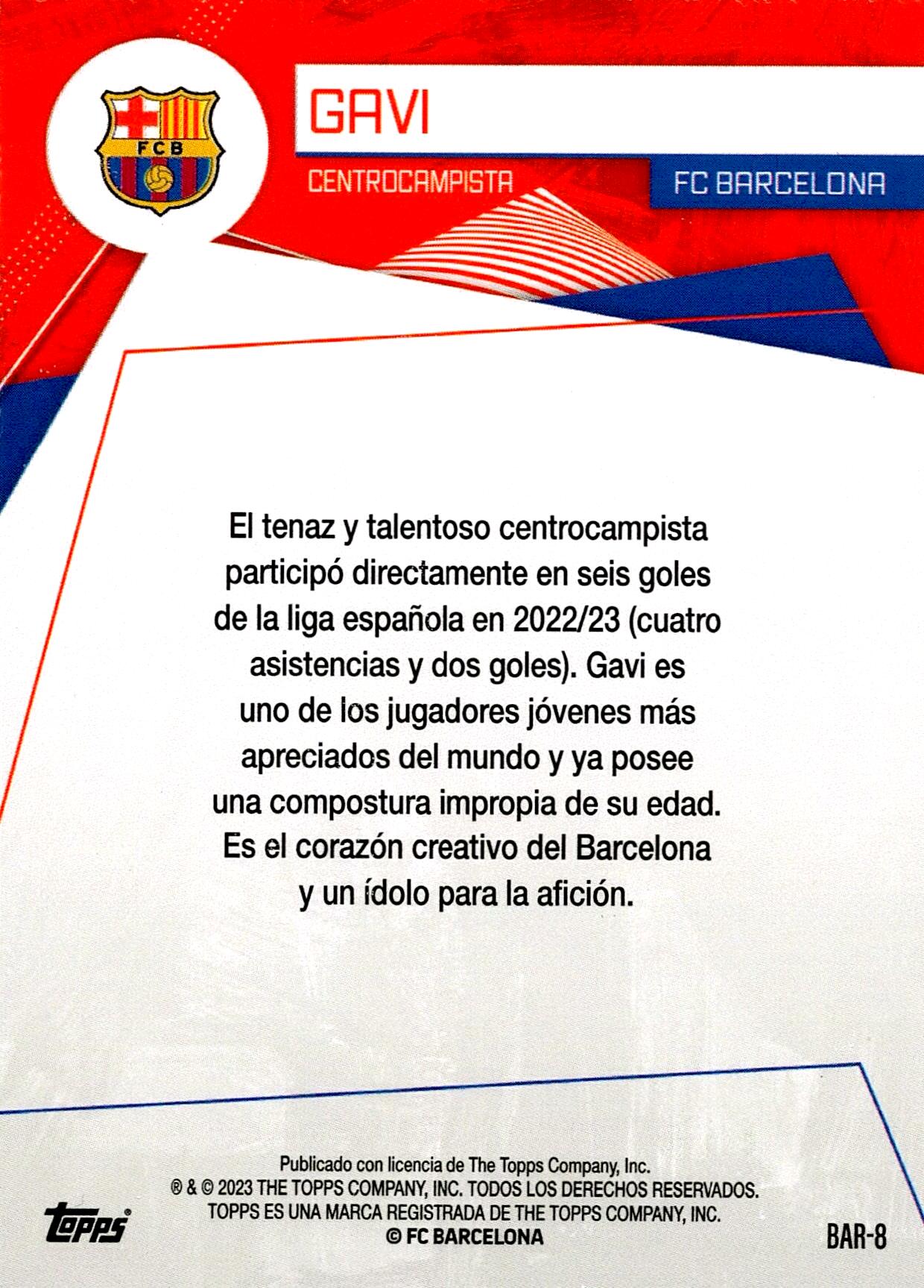 TOPPS FC BARCELONA 2022/2023 GAVI NºBAR-8