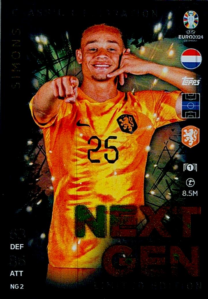 TOPPS MATCH ATTAX UEFA EURO 2024 SIMONS NEXT GEN LIMITED EDITION NºNG2
