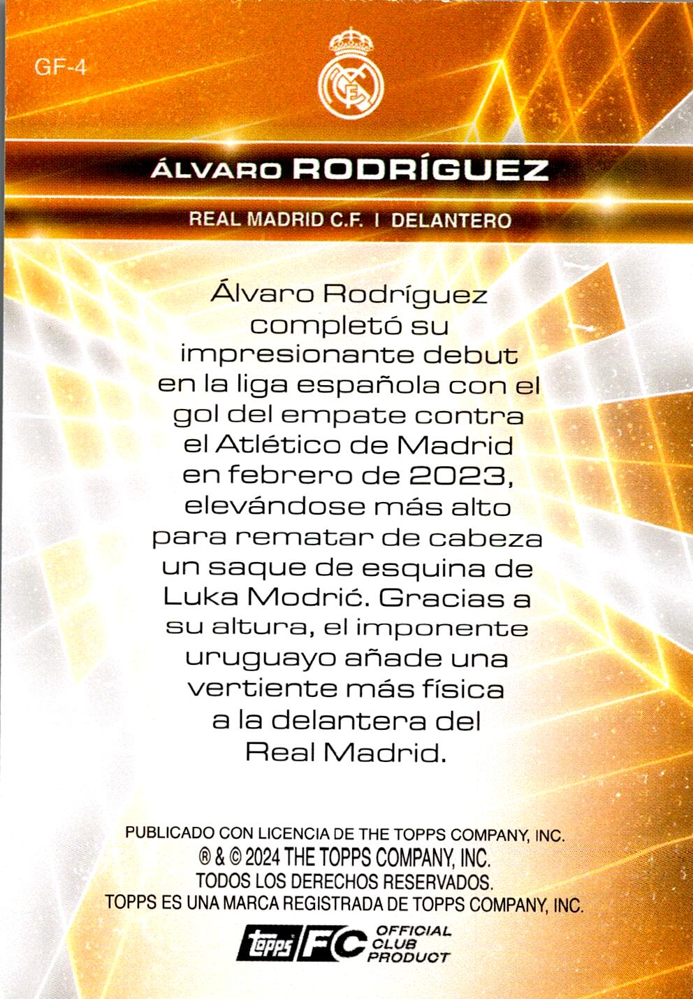 FAN SET REAL MADRID 2024/25 ALVARO RODRIGUEZ GOLDEN FUTURE NºGF-4