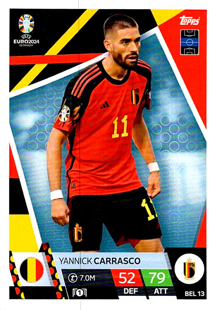 TOPPS MATCH ATTAX UEFA EURO 2024 YANNICK CARRASCO BELGICA NºBEL13