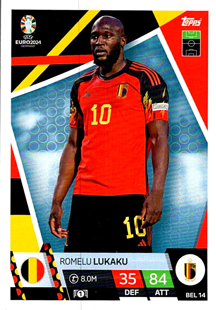 TOPPS MATCH ATTAX UEFA EURO 2024 ROMELU LUKAKU BELGICA NºBEL14