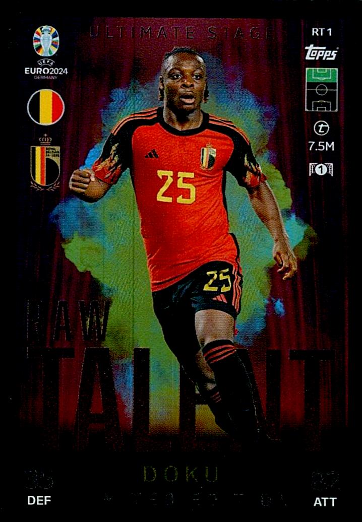 TOPPS MATCH ATTAX UEFA EURO 2024 DOKU RAW TALENT LIMITED EDITION NºRT1