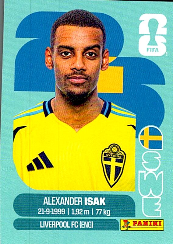 STICKERS FIFA WORLD CUP 2026 ALEXANDER ISAK NºSWE 19