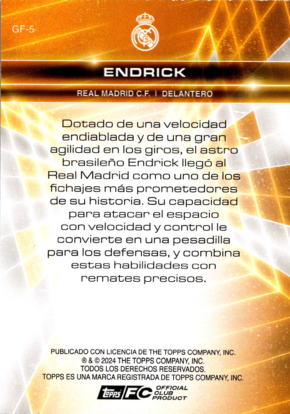 FAN SET REAL MADRID 2024/25 ENDRICK GOLDEN FUTURE NºGF-5 RC