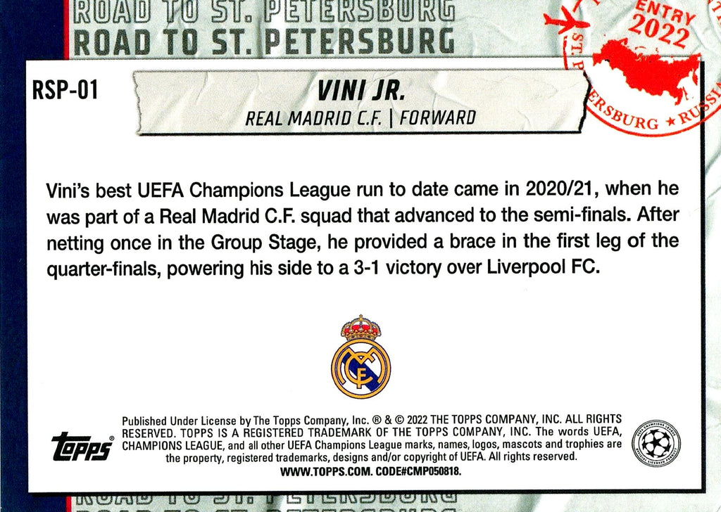 TOPPS UEFA CHAMPIONS LEAGUE 2021/2022 - VINI JR. ROAD TO ST. PETERBURG