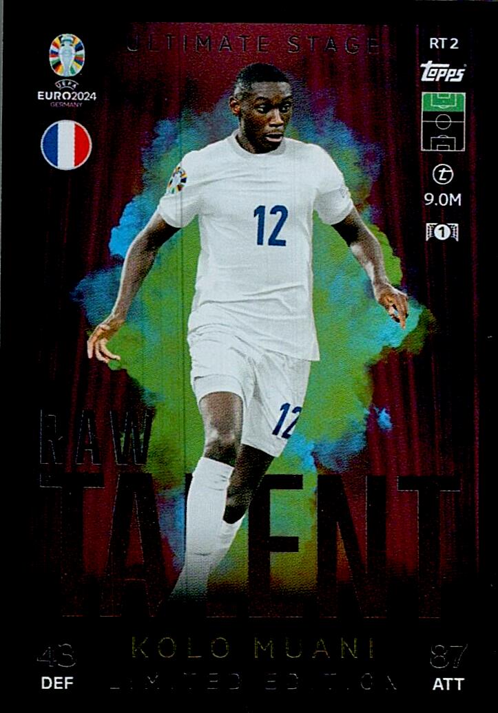 TOPPS MATCH ATTAX UEFA EURO 2024 KOLO MUANI RAW TALENT LIMITED EDITION NºRT2