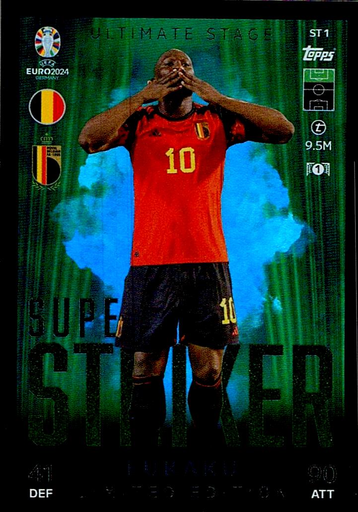 TOPPS MATCH ATTAX UEFA EURO 2024 LUKAKU SUPER STRIKER LIMITED EDITION NºST1