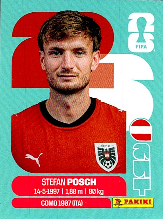 STICKERS FIFA WORLD CUP 2026 STEFAN POSCH NºAUT 7